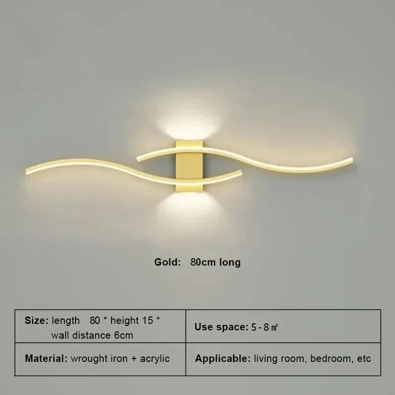 Modern Minimalist LED Strip Wall Lamp – Dimmable Wall Sconce for Living Room, Bedroom, Restaurant, and Bathroom | Kalsten