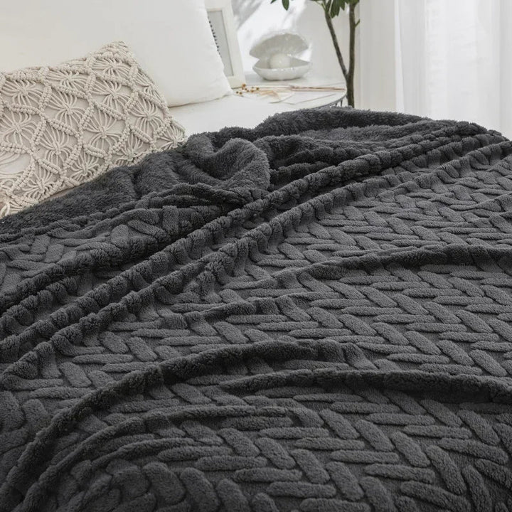 Kalsten | Jacquard Fleece Blanket CozyWeave | Single Layer & Double Sided | Soft Tafu & Shu Cotton Fleece | For Autumn & Winter