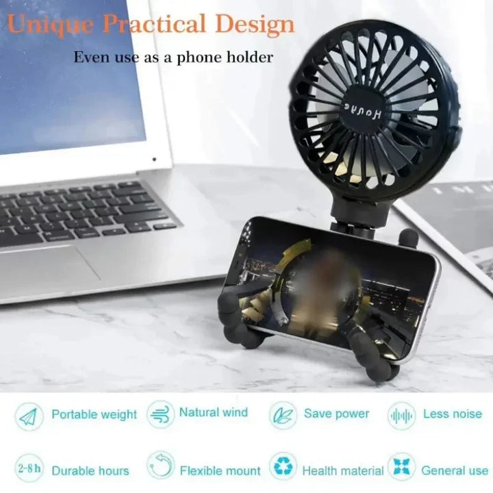 Rechargeable Baby Stroller Fan: Handheld USB Bladeless Mini Ventilator - Silent Cooling for Outdoor Use, Neck and Table Fan | Kalsten