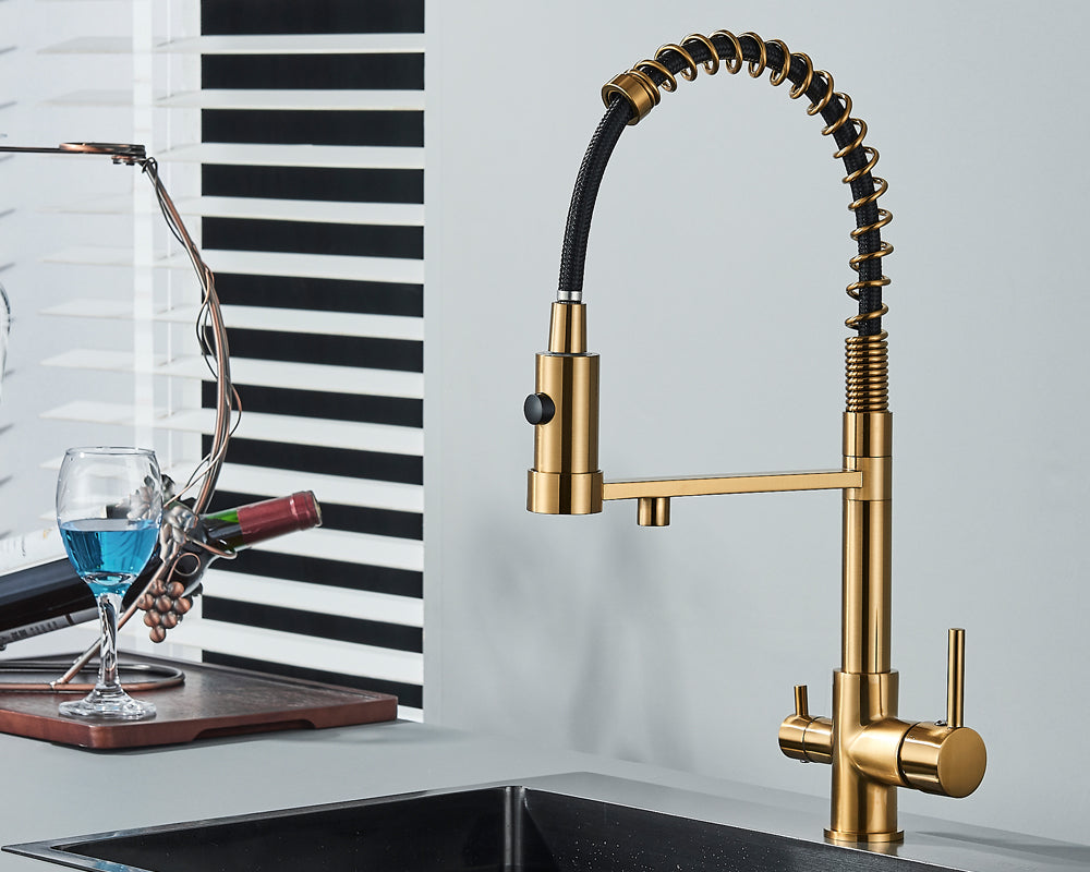 Sandsberg Black Filter Kitchen Faucet with Dual Outlet – Mixing Tap with Water Filter for Kitchens, Water Treatment and Cleaning | Kalsten