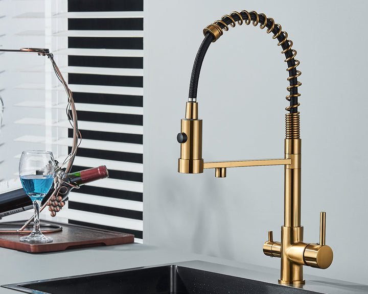 Sandsberg Black Filter Kitchen Faucet with Dual Outlet – Mixing Tap with Water Filter for Kitchens, Water Treatment and Cleaning | Kalsten