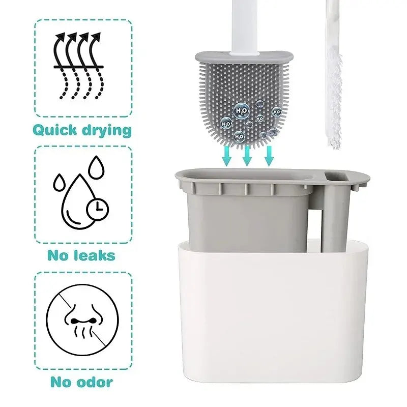 Kalsten | Toilet Brush HygieBrush DuoClean | 2-in-1 Silicone Toilet Brush Set with Wall Mount | Antibacterial & Space-Saving