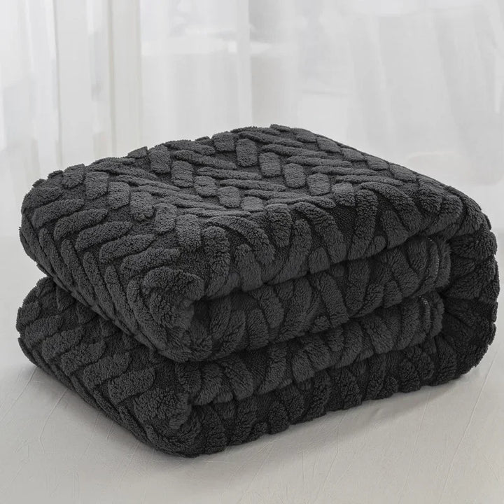 Kalsten | Jacquard Fleece Blanket CozyWeave | Single Layer & Double Sided | Soft Tafu & Shu Cotton Fleece | For Autumn & Winter