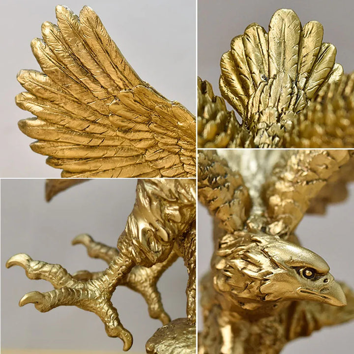 Kalsten | Resin Golden Eagle Statue Art Animal Model Collection Ornament Home Office Desk Feng Shui Decor Figures simple