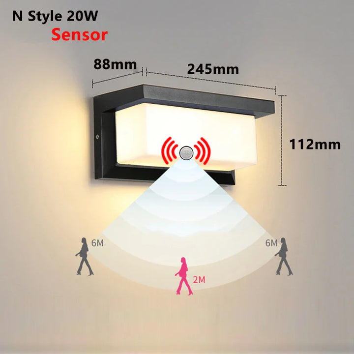 Modern LED Outdoor Wall Light with Motion Sensor - Waterproof IP65 Porch Lights for Balcony Garden | Kalsten