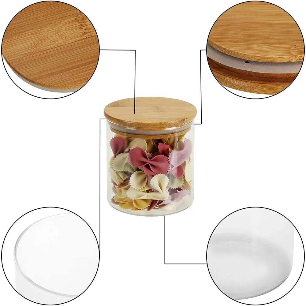 PureVorrat Glass Container Set – Storage Jars with Wooden Lid | Airtight & Stylish | Modern Kitchen Storage | Kalsten