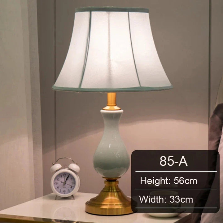 Modern Hotel Bedside Lamp Table Ceramic Light - Nordic Ins Fabric Desk Light - Household Foyer Living Room Bedside Study Desk Lamp | Kalsten