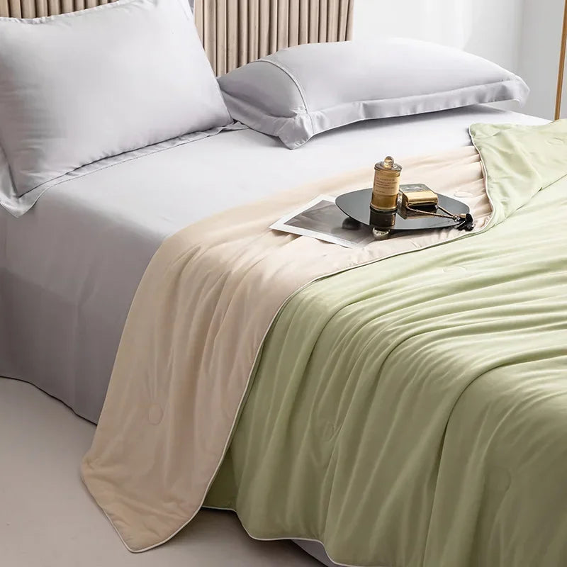 Air Condition Summer Comforter — Pure Color Ice Silk Cooling Blanket, Lightweight & Smooth Twin/King Size Quilt | Kalsten