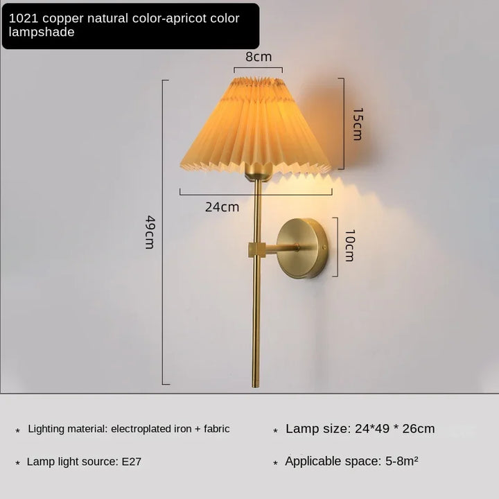 Nordic LED Wall Lamp – Modern Retro Design for Living Room, Bedroom, and Study, E27 Base, Fabric Shade, Wall-Mounted | Kalsten