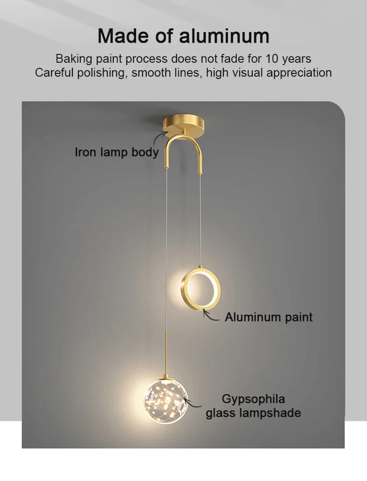 Modern LED Pendant Light – 2-Way Indoor Hanging Lamp for Living Room, Bedroom, Dining Table with Adjustable 3 Light Colors | Kalsten