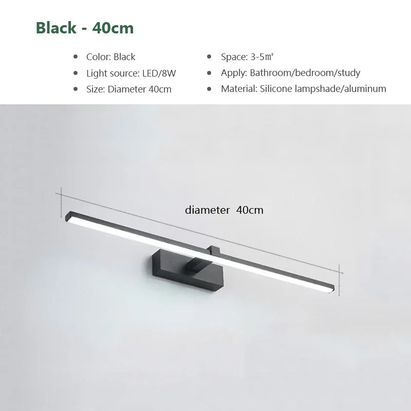 Modern Gold LED Wall Lamp – Bathroom Mirror Light with Touch Switch for Bedroom, Living Room, and Vanity Lighting | Kalsten