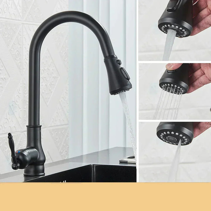 Kalsten | VintageTap Antique Brass Kitchen Tap – Retro Style Mixer Faucet with Swivel Spout