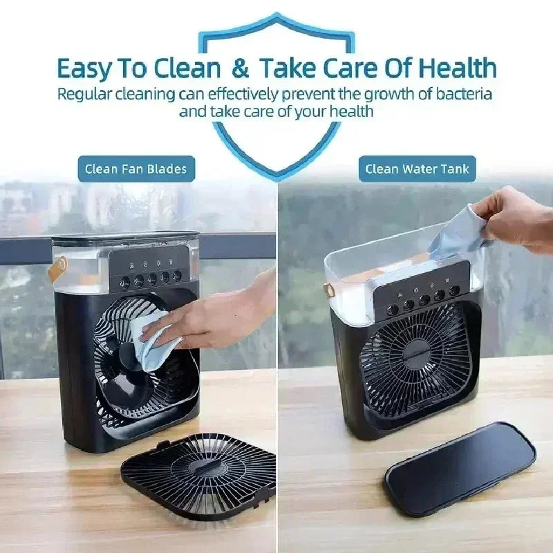 3-in-1 Mini Air Cooler Fan – Portable Household Air Conditioner with LED Night Light, Humidifier, and Adjustable Air for Home & Office | Kalsten