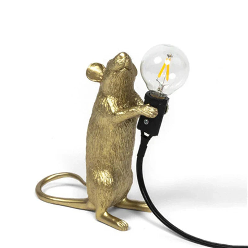 Modern LED Animal Table Lamps: Resin Rat, Cat, and Squirrel Night Lights | Kalsten