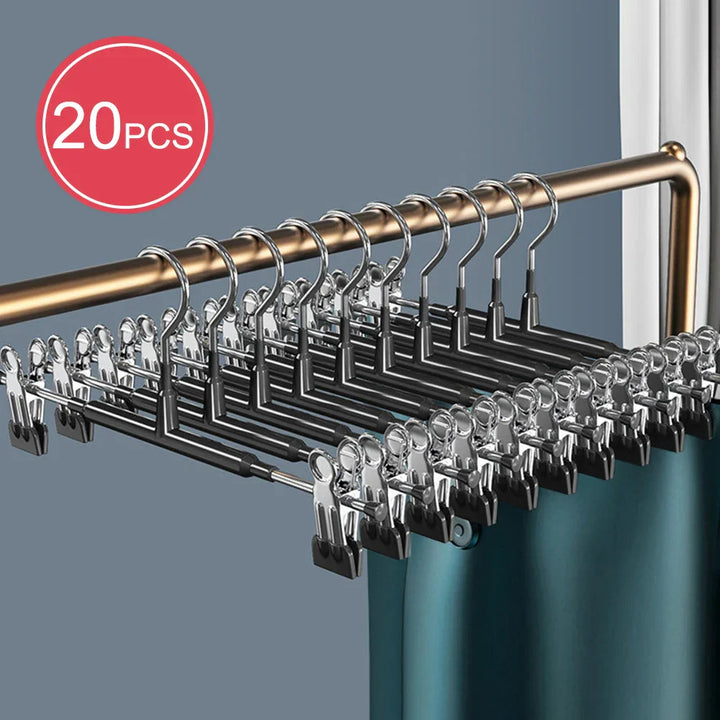 Kalsten | Closyra Stainless Steel Hanger with Clips | Adjustable & Non-Slip | For Skirts, Pants & Underwear | Space-Saving & Seamless