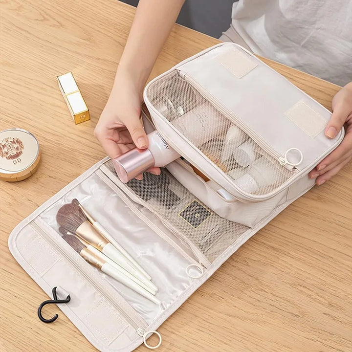 Kalsten | Travel toiletry bag for hanging | 6 compartments & moisture compartment | Compact & versatile | Water-repellent polyester