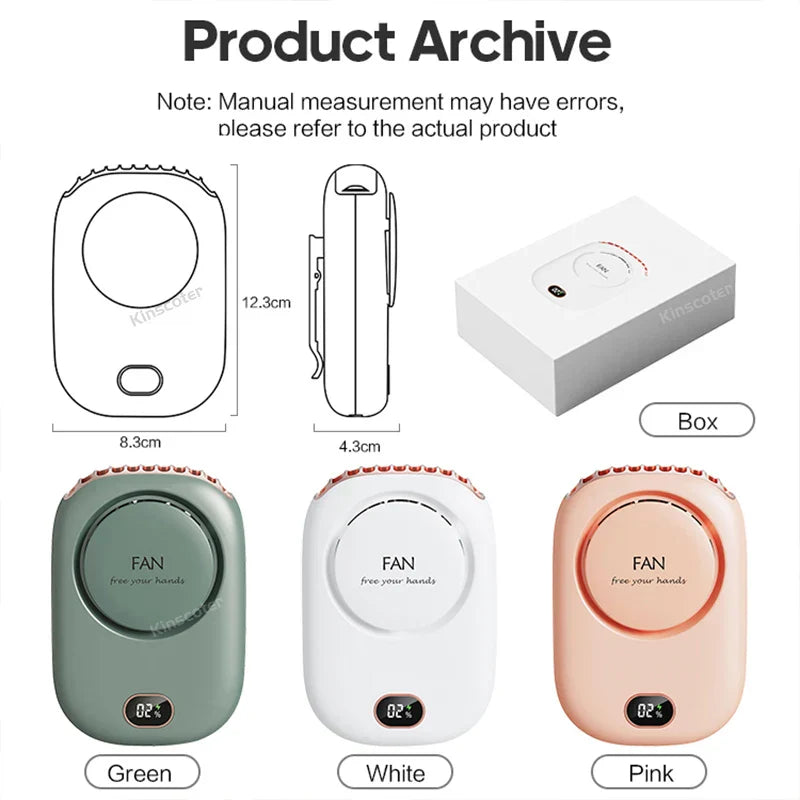 Kalsten | VENTIWISE Mini Fan | 3-Speed Turbo | LED Display & Battery 2000 mAh | Compact & Rechargeable