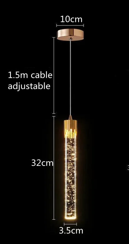 Modern Crystal Pendant Light: Elegant Gold Droplet Hanging Lamp for Bedroom and More | Kalsten