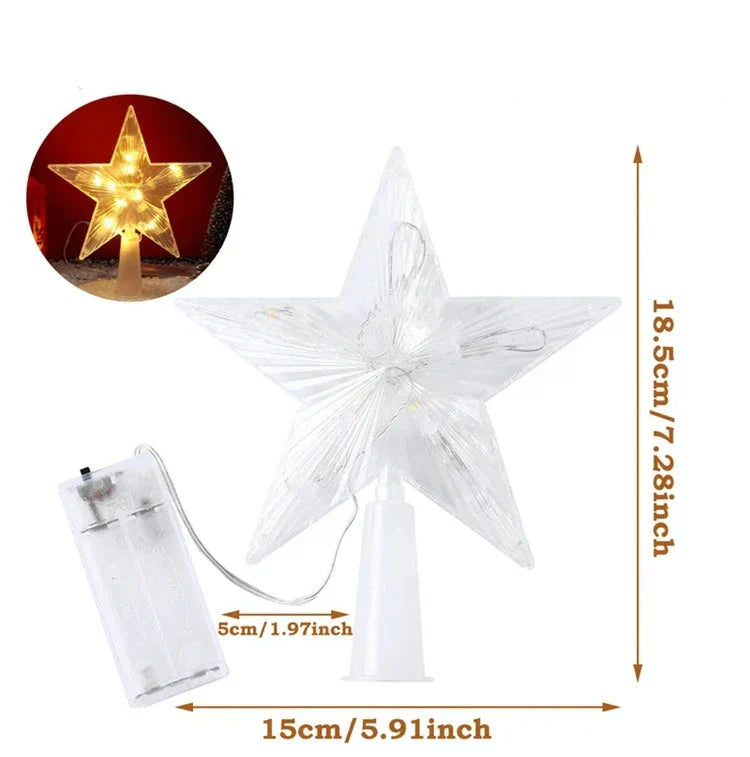 Bright Christmas Star – LED Illuminated Tree Topper for Christmas Tree, Sparkling Christmas Decoration for Festive Lighting and Elegant Decor | Kalsten