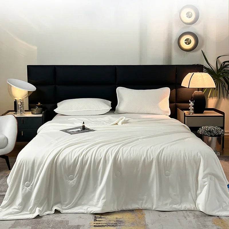 Air Condition Summer Comforter — Pure Color Ice Silk Cooling Blanket, Lightweight & Smooth Twin/King Size Quilt | Kalsten