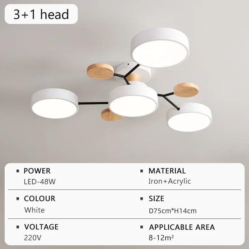 Modern LED Chandelier – 3 Color Temperature Adjustable Ceiling Light for Living Rooms, Bedrooms, and Study Rooms, Indoor Lighting | Kalsten