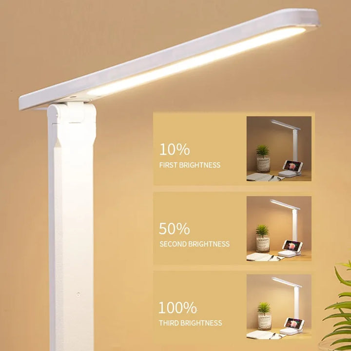 6000mAh rechargeable LED table lamp USB 3 color stepless dimmable desk lamp touch foldable eye-protecting reading night light | Kalsten