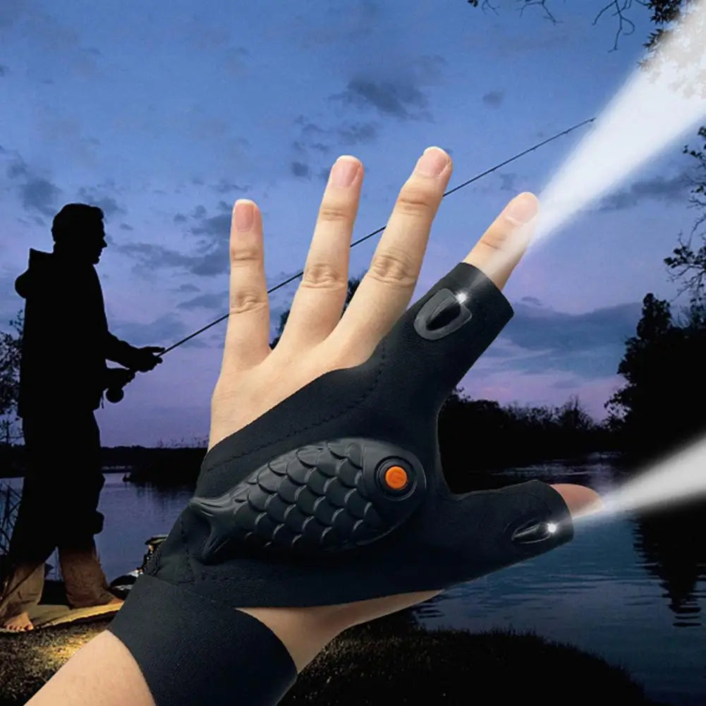 Rechargeable Fingerless Repair Fishing LED Gloves | Kalsten