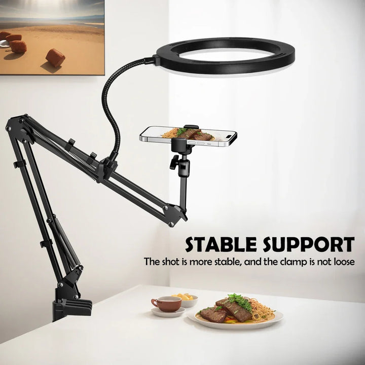 Kalsten | LumiFlex LED ring light with flexible arm & phone holder | 3 light colors & USB connection | Perfect for livestream, video & selfie