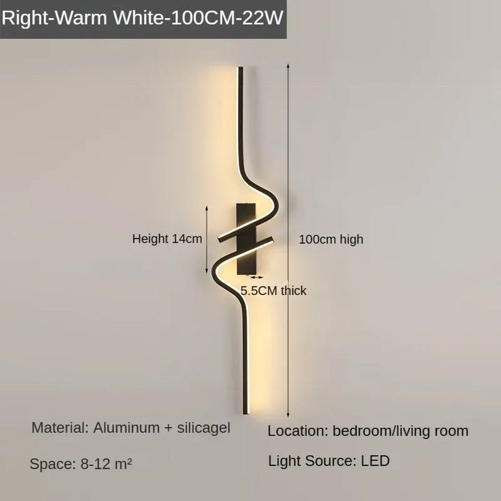 Modern Minimalist Strip Led Wall Light Bedroom Lights For Bedside Wall Sconce Led Light Living Room TV Sofa Background Wall Lamp | Kalsten