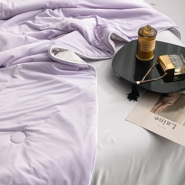 Air Condition Summer Comforter — Pure Color Ice Silk Cooling Blanket, Lightweight & Smooth Twin/King Size Quilt | Kalsten