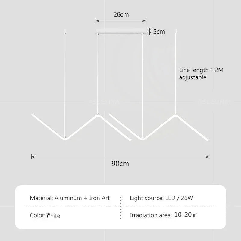Modern LED Pendant Light – Nordic Gold Chandelier for Kitchen, Dining Room, and Restaurant, Z-Shape Design with Remote Control | Kalsten
