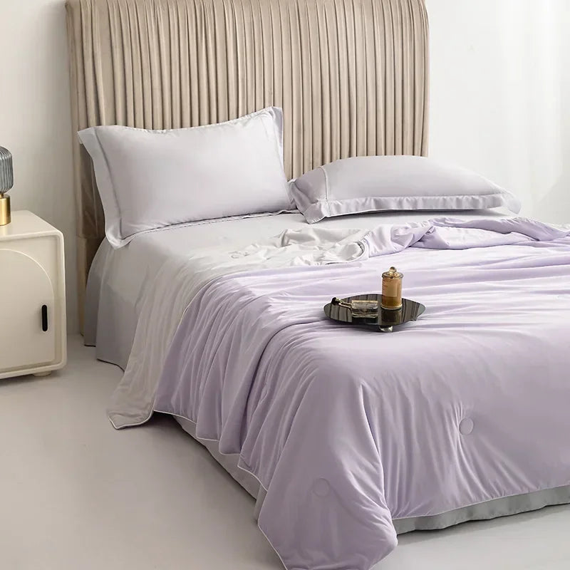 Air Condition Summer Comforter — Pure Color Ice Silk Cooling Blanket, Lightweight & Smooth Twin/King Size Quilt | Kalsten