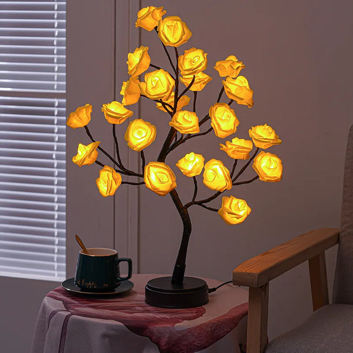 RGB Rose Flower Tree Lights 24LED USB Battery Table Lamp Fairy Night Light Home Party Christmas Wedding Bedroom Decoration Gift | Kalsten