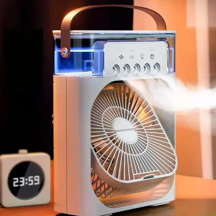 Portable USB Electric Fan with LED Night Light and Water Mist - 3-in-1 Air Humidifier for Home | Kalsten