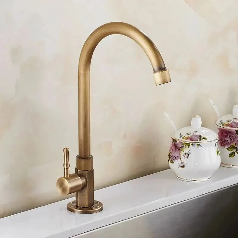Kalsten | Antique brass swan neck tap for kitchen