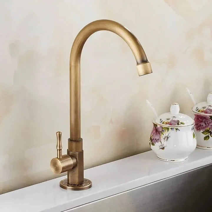 Kalsten | Antique brass swan neck tap for kitchen