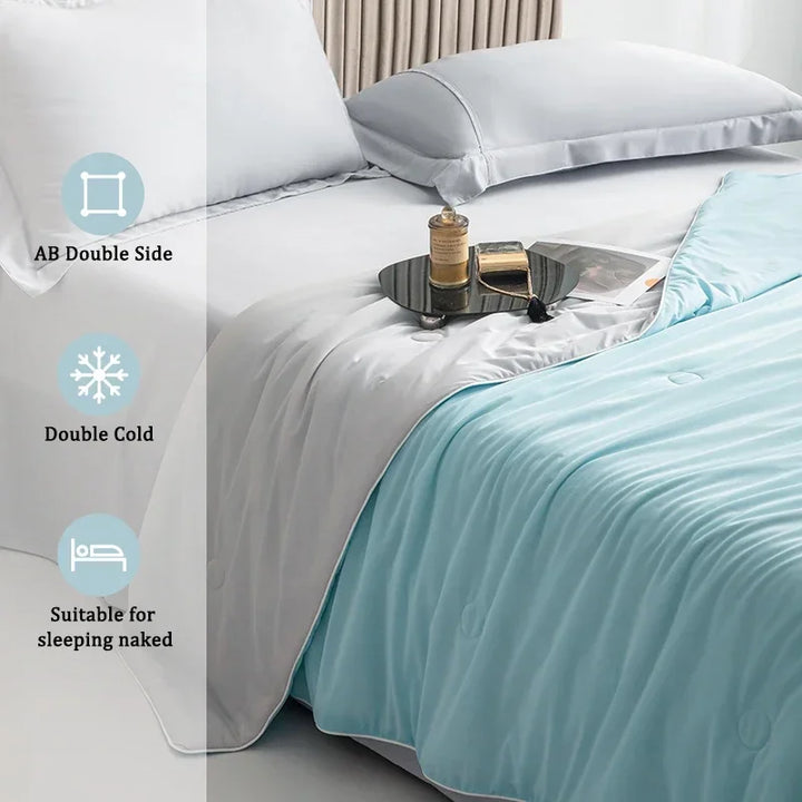 Air Condition Summer Comforter — Pure Color Ice Silk Cooling Blanket, Lightweight & Smooth Twin/King Size Quilt | Kalsten