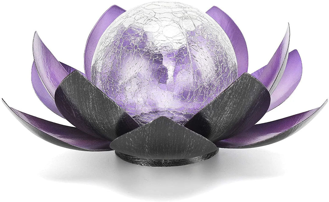 Solar Lotus Crackle Garden Light