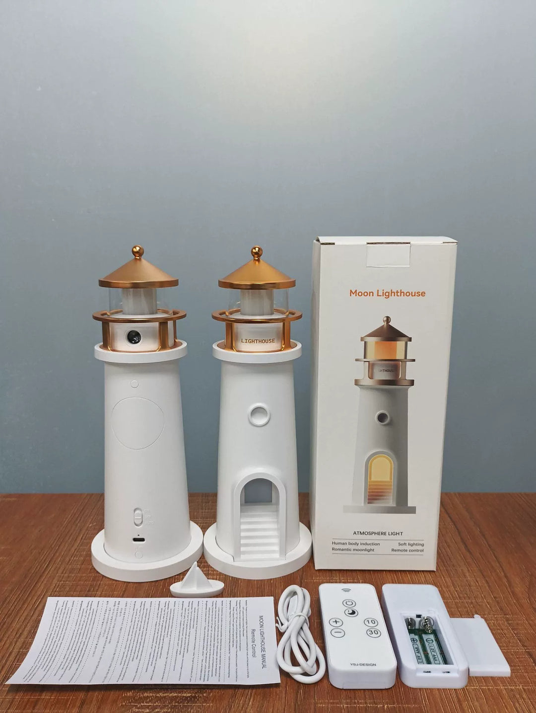 Moonlight Lighthouse Projection Lamp Ambient Night Light Bluetooth Speaker Remote Motion-Sensing Table Lamp | Kalsten