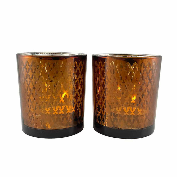 Tea light holder made of glass (2 pcs.) Copper / black by SIA Home Fashion | Kalsten