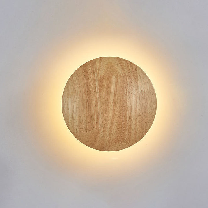 Minimalist Oval Wood LED Wall Lamp – Living Room