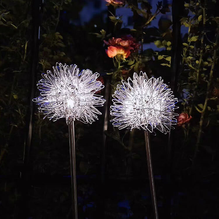 Solar Dandelion Aluminum Wire Globe Light LED Outdoor Waterproof Luminous Garden Insert Ground Landscape Light | Kalsten