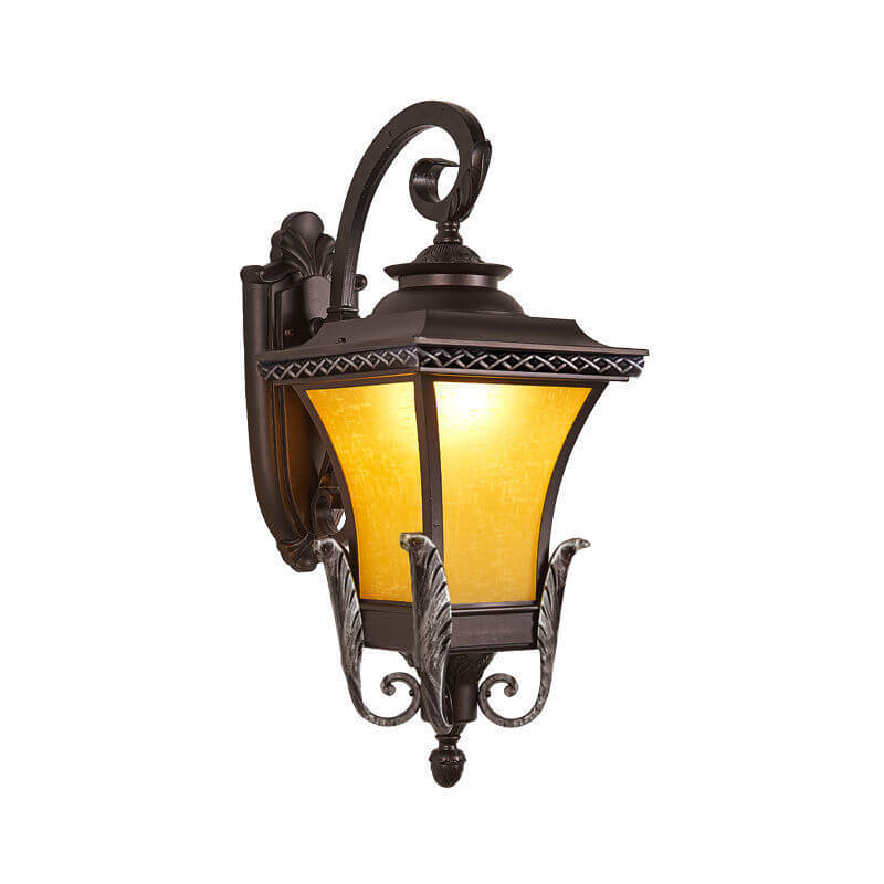European Vintage Outdoor Square Cage Aluminum Glass 1-Light Wall Sconce Lamp | Kalsten