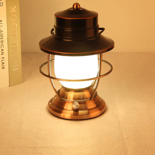 Traditional Farmhouse Waterproof Rechargeable Iron Acrylic Cylinder LED Table Lamp For Entertainment Room | Kalsten