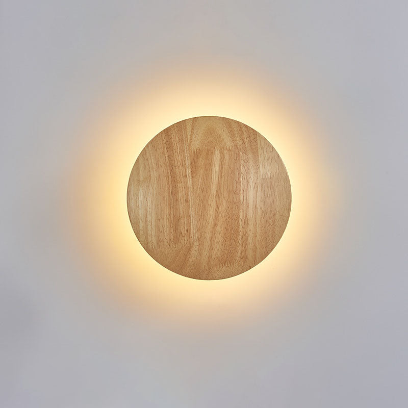 Minimalist Oval Wood LED Wall Lamp – Living Room