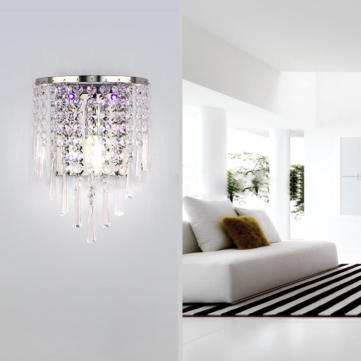 Luxury Octagonal Pearl Crystal Wall Lamp – Living Room