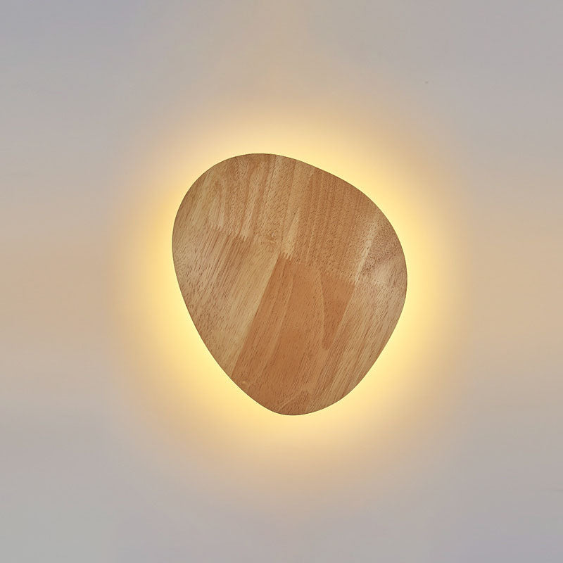Minimalist Oval Wood LED Wall Lamp – Living Room