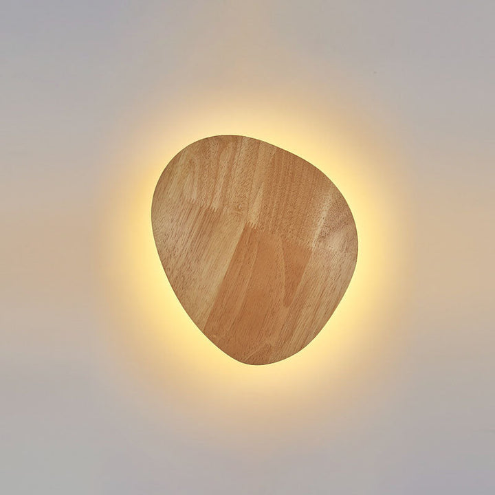 Minimalist Oval Wood LED Wall Lamp – Living Room