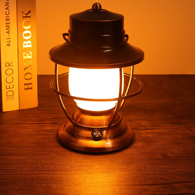 Traditional Farmhouse Waterproof Rechargeable Iron Acrylic Cylinder LED Table Lamp For Entertainment Room | Kalsten
