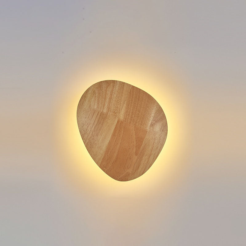 Minimalist Oval Wood LED Wall Lamp – Living Room